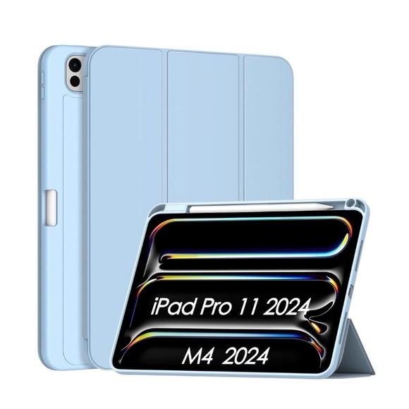 ✨BNWT - Apple iPad Pro 11” Case 2024 (M4, 5th Gen) Pencil Holder - Light Blue✨ - Picture 1 of 8